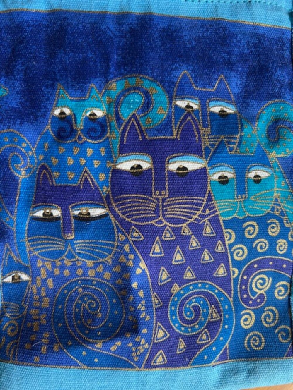 NWT Laurel Burch Original Cats Print Tote Bag Purple Handle Beads - Picture 5 of 16